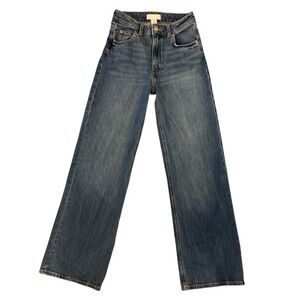 HM Womens High‎ Waisted Wide Leg Jeans Medium Wash Blue Size 2